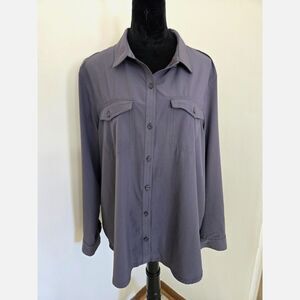 Eddie Bauer Women's Departure 3.0 Long-Sleeve Shirt Sz XXL Classic Fit in Gray